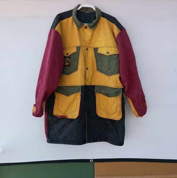Fresh Threadz canvas gold maroon green jacket size Xl - Picture 1 of 9